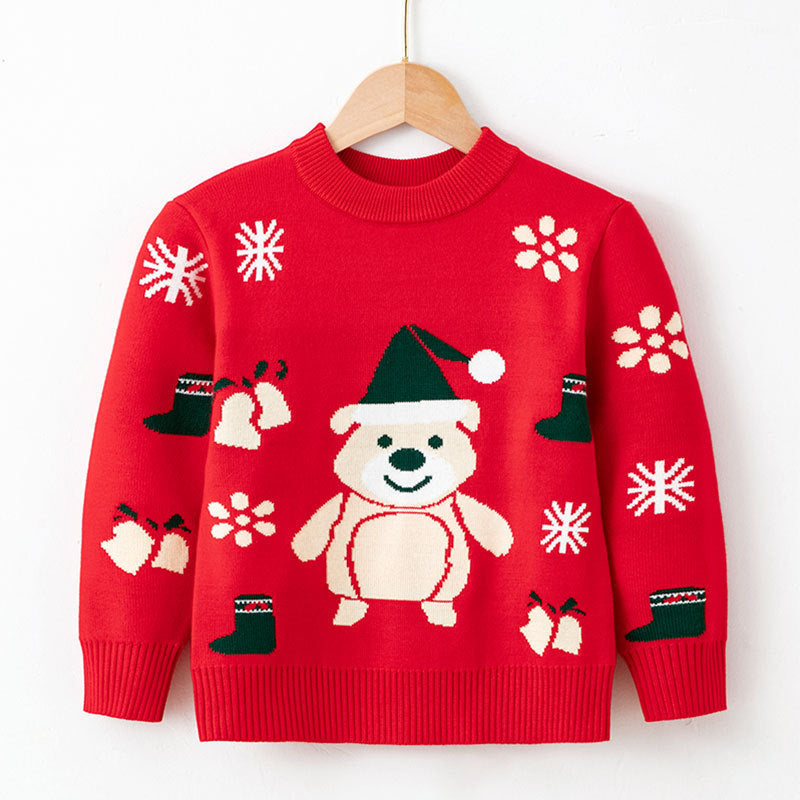 Wholesale Autumn/Winter Christmas Cartoon Round Neck Stretch Knitted Baby Clothes